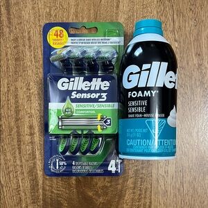 Sensor3 Sensitive Razors and Foamy Shave Gel - Black and Green